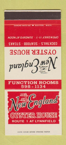 Matchbook Cover - New England Oyster House Restaurant Lynnfield MA 30 Stk SAMPLE
