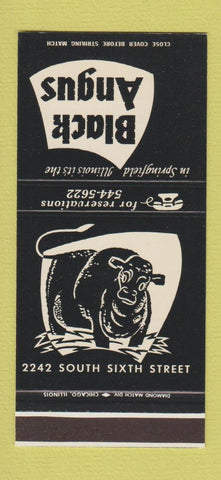 Matchbook Cover - Black Angus Springfield IL 30 Stk SAMPLE