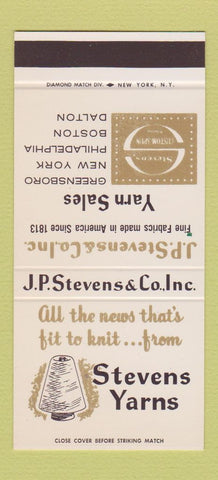 Matchbook Cover - Stevens Yarns Greensboro NC Boston NYC 30 Stk SAMPLE