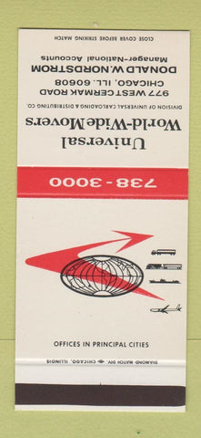 Matchbook Cover - Universal World Wide Movers Chicago IL Nordstrom 30 Stk SAMPLE