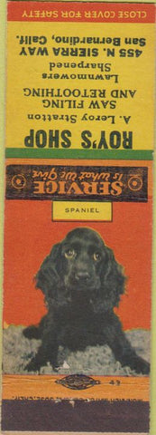 Matchbook Cover - Roy's Shop San Bernardino CA Spaniel