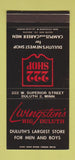 Matchbook Cover - Livingston's Clothes Men's Duluth MN 30 Stk SAMPLE