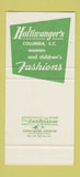 Matchbook Cover - Haltiwanger's Columbia SC store clothing 30 Stk SAMPLE