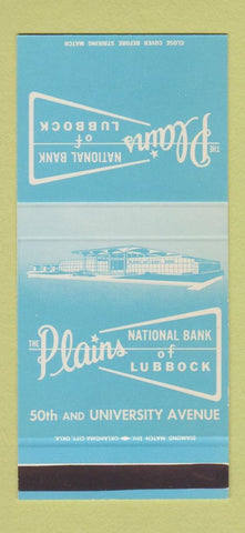 Matchbook Cover - Plains National Bank of Lubbock TX 30 Stk SAMPLE
