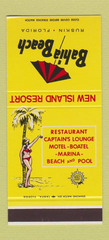 Matchbook Cover - Bahia Beach Island Resort girlie Ruskin FL 30 Stk SAMPLE