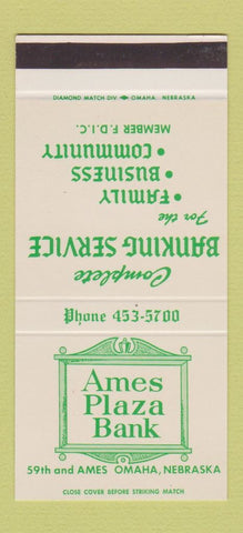 Matchbook Cover - Ames Plaza Bank Omaha NE 30 Stk SAMPLE