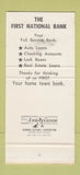 Matchbook Cover - First National Bank Mount Vernon MO 30 Stk SAMPLE