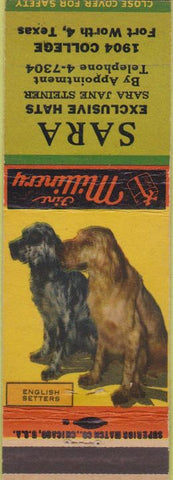 Matchbook Cover - Sara Hats Fort Worth TX English Setter