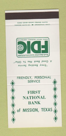 Matchbook Cover - First National Bank Mission TX WEAR 30 Stk SAMPLE