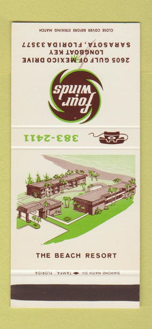 Matchbook Cover - Four Winds Beach Resort Sarasota FL 30 Stk SAMPLE