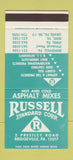 Matchbook Cover Russell Asphalt Bridgeville PA Irwin Mars Girard 30 Stk SAMPLE