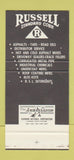 Matchbook Cover Russell Asphalt Bridgeville PA Irwin Mars Girard 30 Stk SAMPLE