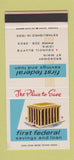 Matchbook Cover - First Federal Savings Council Bluffs IA WEAR 30 Stk SAMPLE