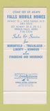 Matchbook Cover - Falls Trailers Fergus Falls MN Indian 30 Stk SAMPLE