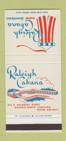 Matchbook Cover - Raleigh Cabana Motel Raleigh NC  30 Stk SAMPLE