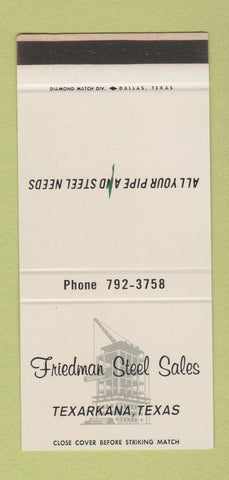 Matchbook Cover - Friedman Steel Sales Texarkana TX 30 Stk SAMPLE