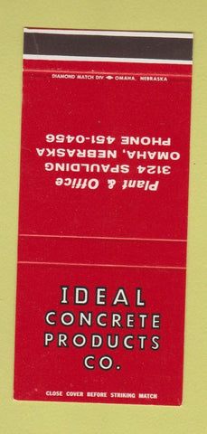 Matchbook Cover - Ideal Concrete Omaha NE 30 Stk SAMPLE
