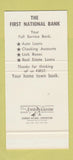 Matchbook Cover - First National Bank Mount Vernon MO 30 Stk SAMPLE