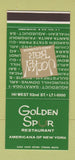 Matchbook Cover - Golden Spur Restaurant Americana New York City 30 Stk SAMPLE