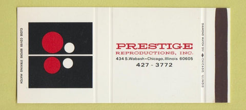 Matchbook Cover - Prestige Reproductions Chicago IL 30 Stk SAMPLE