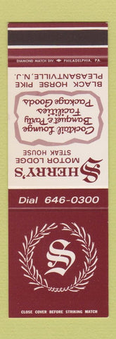 Matchbook Cover - Sherry's Motor Lodge Steak House Pleasantville NJ SAMPLE