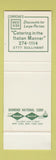 Matchbook Cover - Corrova's Restaurant Italian Pizza Columbus OH SAMPLE