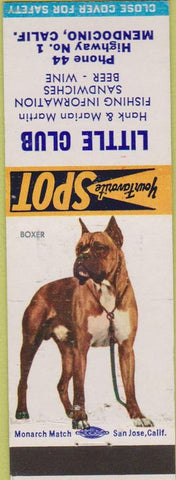 Matchbook Cover - Little Club Mendocino CA Boxer