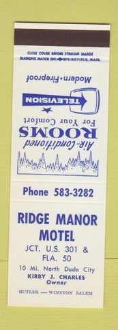 Matchbook Cover - Ridge Manor Motel North Dade City FL SAMPLE