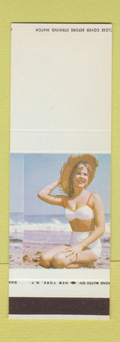 Matchbook Cover - Diamond Match Pinup girl on beach SAMPLE