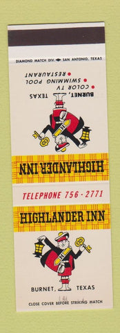 Matchbook Cover - Highlander Inn Burnet TX SAMPLE