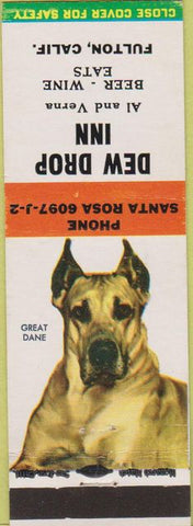 Matchbook Cover - Dew Drop Inn Fulton CA Great Dane