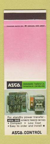 Matchbook Cover - Asco Automatic Switch Florham Park NJ SAMPLE