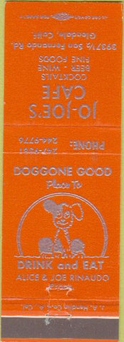 Matchbook Cover - Jo Joe's Cafe Glendale CA orange