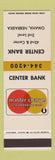 Matchbook Cover - Center Bank Omaha NE Master Charge SAMPLE