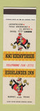 Matchbook Cover - Highlander Inn motel Burnet TX SAMPLE