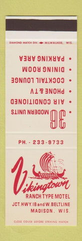Matchbook Cover - Vikingtown Ranch Motel Madison WI viking SAMPLE