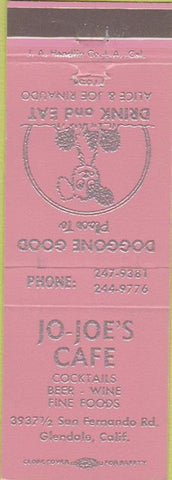 Matchbook Cover - Jo Joe's Cafe Glendale CA pink