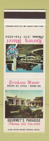 Matchbook Cover - Trinkaus Manor Utica NY  SAMPLE