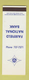 Matchbook Cover - Fairfield National Bank MA? SAMPLE