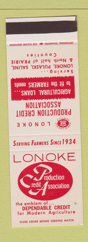 Matchbook Cover - Lonoke Production Credit Pulaski Saline County AR SAMPLE