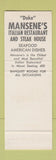 Matchbook Cover - Mansene's Italian Restaurant Miami FL SAMPLE
