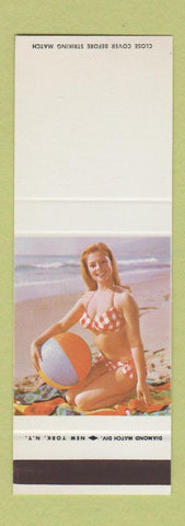 Matchbook Cover - Diamond Match Pinup girl with beach ball SAMPLE
