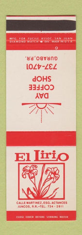 Matchbook Cover - El Lirio Juncos Gurabo Puerto Rico SAMPLE