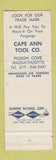 Matchbook Cover - Cape Ann Tool Company Pigeon Cove MA SAMPLE