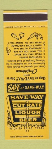 Matchbook Cover - Save Way Cut Rate Liquor Beer Wichita Falls TX SAMPLE