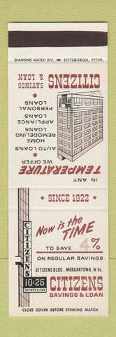 Matchbook Cover - Citizens Savings and Loan Morgantown WV SAMPLE
