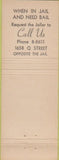 Matchbook Cover - Bail Bond Binger Sacramento CA? Dogs