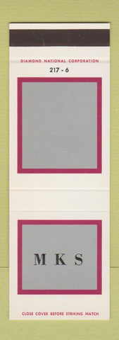 Matchbook Cover - Diamond Initials MKS SAMPLE