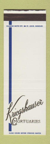 Matchbook Cover - Kriegshauser Mortuaries St Louis MO WEAR SAMPLE