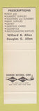 Matchbook Cover - Allen's Pharmacy Scanton PA Willard Allen SAMPLE